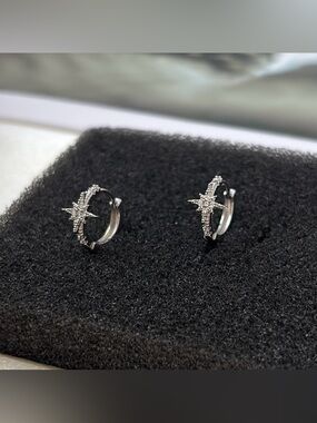 13mm Small Star Hoop Earrings for Men Women Streetwear Punk Hip Hop Unisex